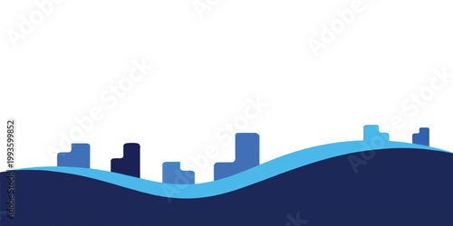 A blue 3d vector illustration of a skyscraper metropolis rising as a city in the sky with a business district skyline design featuring urban office tower buildings and downtown architecture