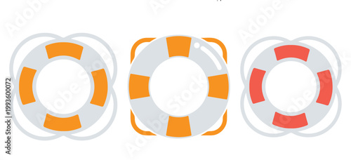 Lifebuoy Icon Set – Nautical Life Preserver Rings in Solid, Outline and Hand-Drawn Vector 
