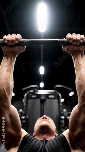 Man lifting weights in gym.