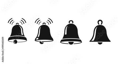 Four black and white bell with different styles and actions