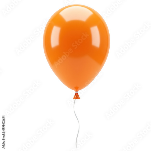Single orange balloon isolated on black background