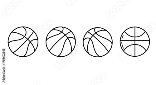 Four black and white basketball sport circular