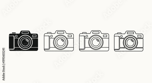 Four black and white camera in style technology