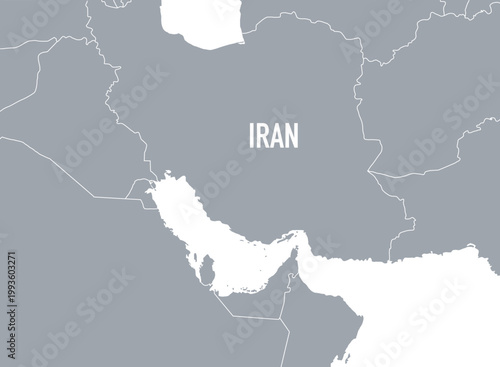 Detailed Map of Iran and the Strait of Hormuz – Middle East Geopolitical Region and Oil Trade Route