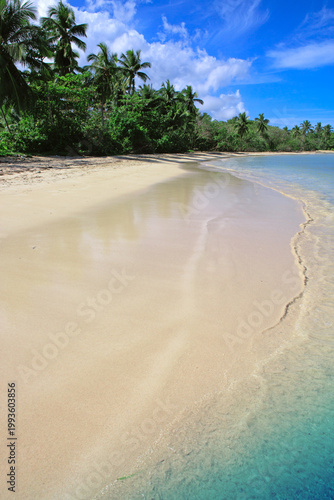 Caribbean sea and blue sky. Travel background.