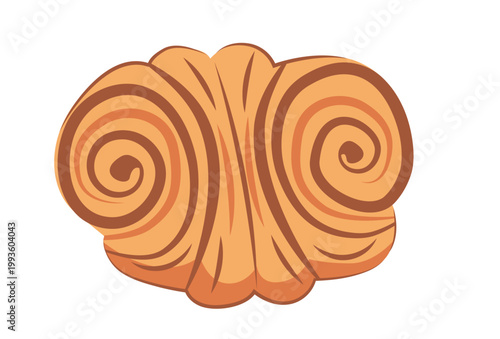 Franzbrötchen cinnamon pastry from Germany. Flat vector illustration of traditional sweet baked good, perfect for bakery menus, cafe branding or food graphics.