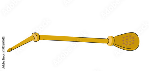 Illustration of a Traditional Bombilla for Yerba Mate Tea