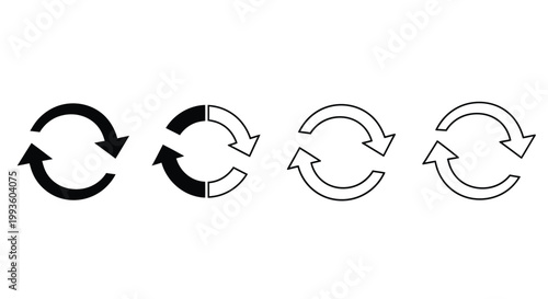Photos Four black and white rotating arrow in circular