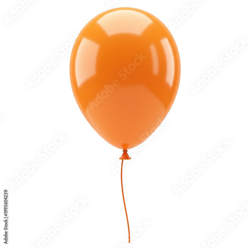 Single orange balloon isolated on black background