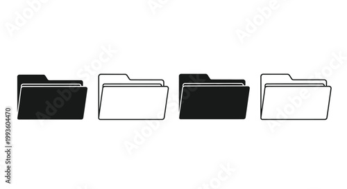 Four black and white folder in a row file