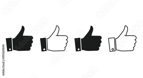 Four hand with thumbs up in black and white