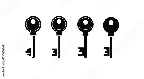 Four black keys with round heads