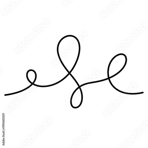 Foto Black ink squiggly line with loops and swirls