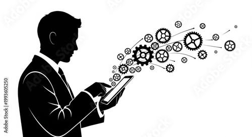 Silhouette jazz musicians with guitars in office style business illustration