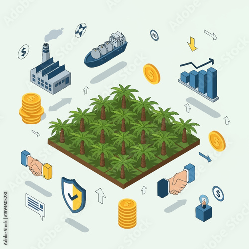 Sustainable palm oil production concept.