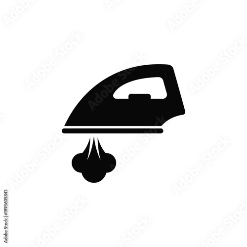 Black silhouette of iron emitting steam or smoke