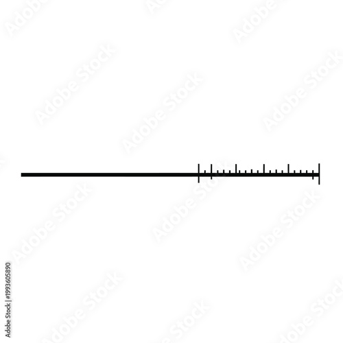 Black horizontal line with measurement marks and brackets at the ends
