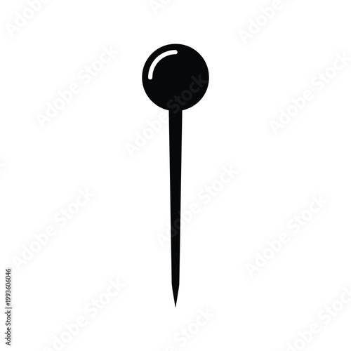 Black pin with round head and sharp point