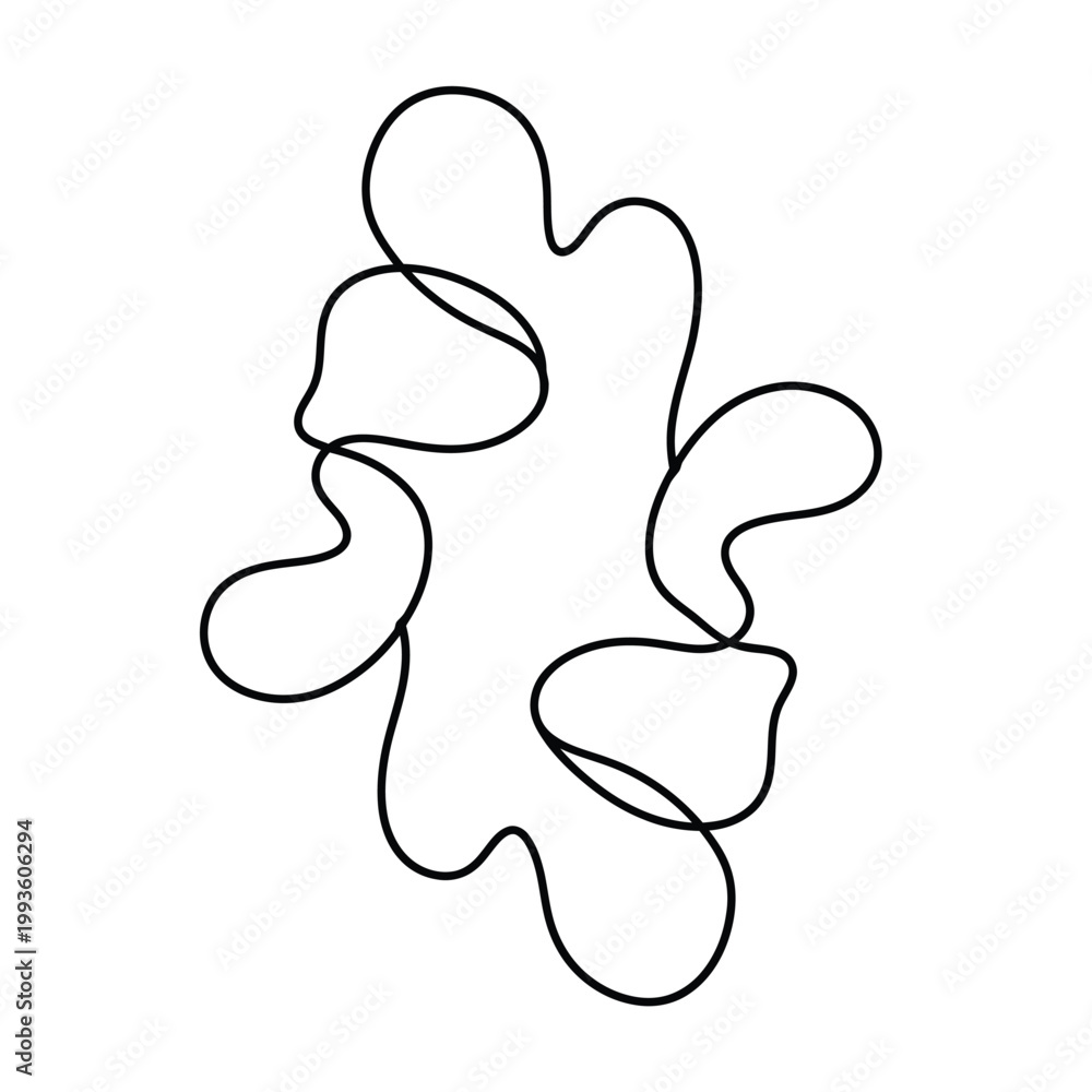 Obraz premium Abstract black line with swirling shapes and organic curves