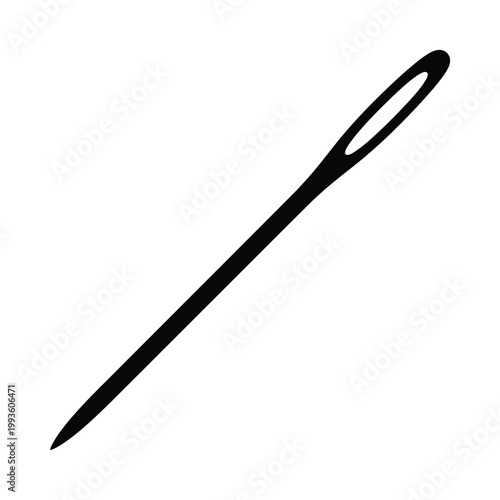 Quadro em tela Black sewing needle on white background