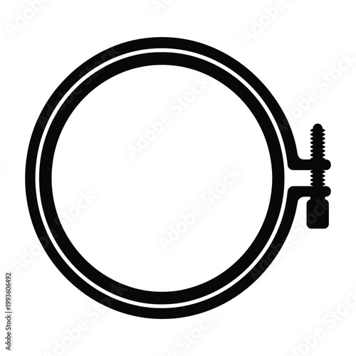 Black metal band clamp with screw and bolt