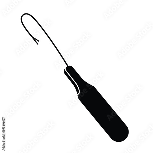Black silhouette of a fishing gaff with hook