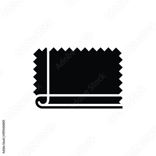 Black rolled fabric with zigzag edge and curled bottom