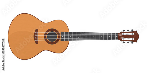 Cuadro en lienzo Classic acoustic guitar with wooden body and six strings