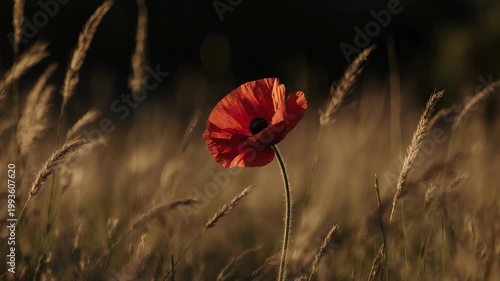 red poppy flower in the field