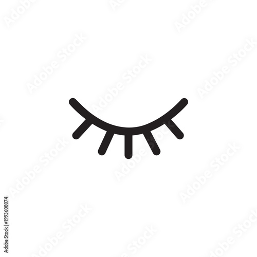 A minimalist closed eye Vector icon, depicting sleep mode or invisibility, with stylized eyelashes suitable for modern interfaces and digital design.