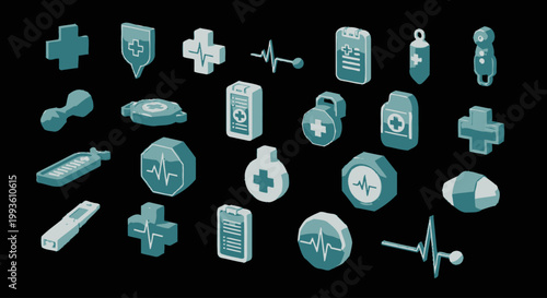 Foto Medical symbols and icons collection.