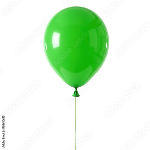 Single green balloon on a string against a black background