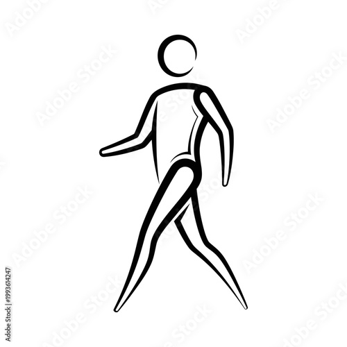 Minimalist line art of a person walking, abstract illustration, simple and modern design style