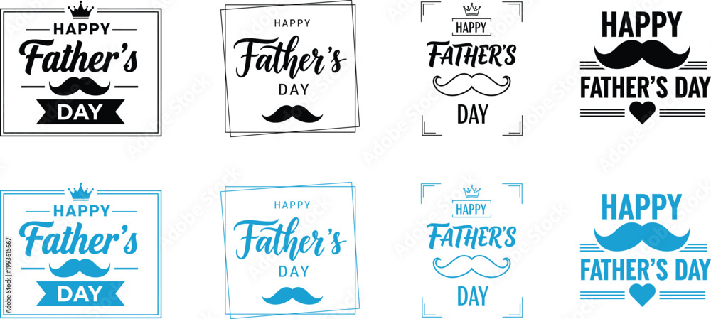 Obraz premium vector illustration of Happy father's day calligraphy elements.