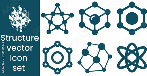 Molecular Structure and Atomic Bond Vector Icon Set