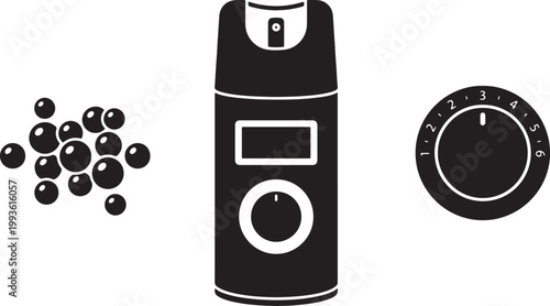 Black and white of a coffee grinder with beans and adjustable knob also transparent background, coffee beans