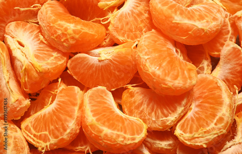 Peeled Tangerine Texture Background, Fresh Citrus Fruit bckground