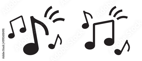 Musical Notes and Sound Symbols Collection in Hand Drawn Bold Style Vector Set