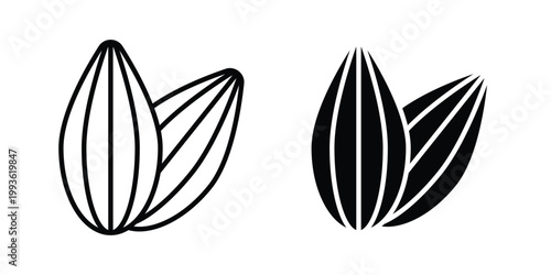 Almond icon concept. Thin line symbol. Solid icons