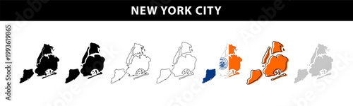 Map of New York City NYC, US