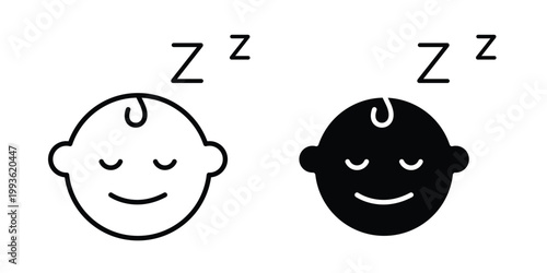 Baby sleeping icon concept. Thin line symbol. Solid icons
