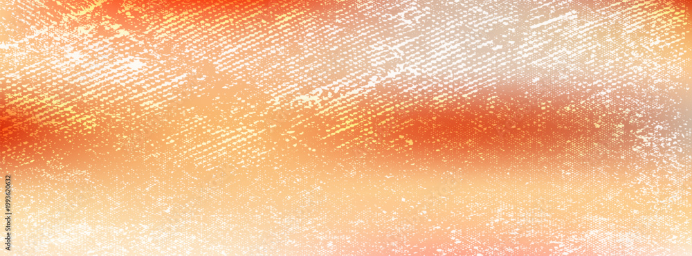 Fototapeta premium Modern orange and yellow vector gradient background with a distressed, scratch halftone texture overlay. Perfect for retro designs, energetic banners, and clean presentation slides.