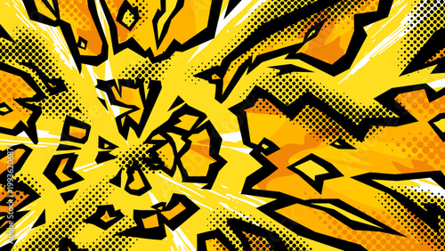 アメコミ風の左下から爆発する光のエフェクトの背景イラスト_16:9