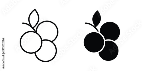Blueberry icon concept. Thin line symbol. Solid icons