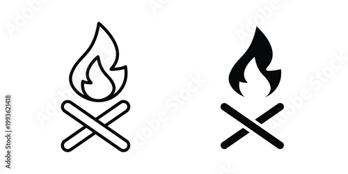 Bonfire icon concept. Thin line symbol. Solid icons