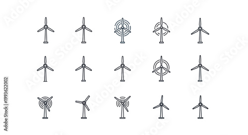 Collection of Wind Turbine Icons and Illustrations.