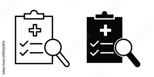 Clinical trial icon concept. Thin line symbol. Solid icons