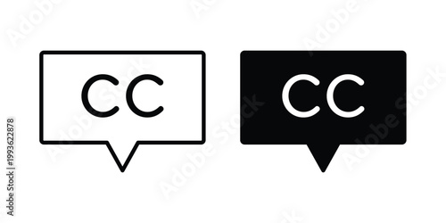 Closed caption icon concept. Thin line symbol. Solid icons