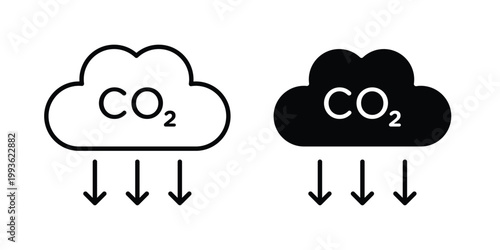 co2 emission reduction icon concept. Thin line symbol. Solid icons