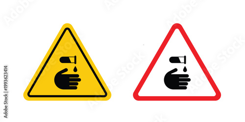 Corrosive acid safety sign concept. Thin line symbol. Solid icons